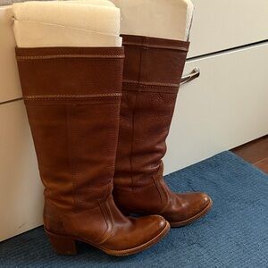 Frye Chestnut Leather Heeled Boots